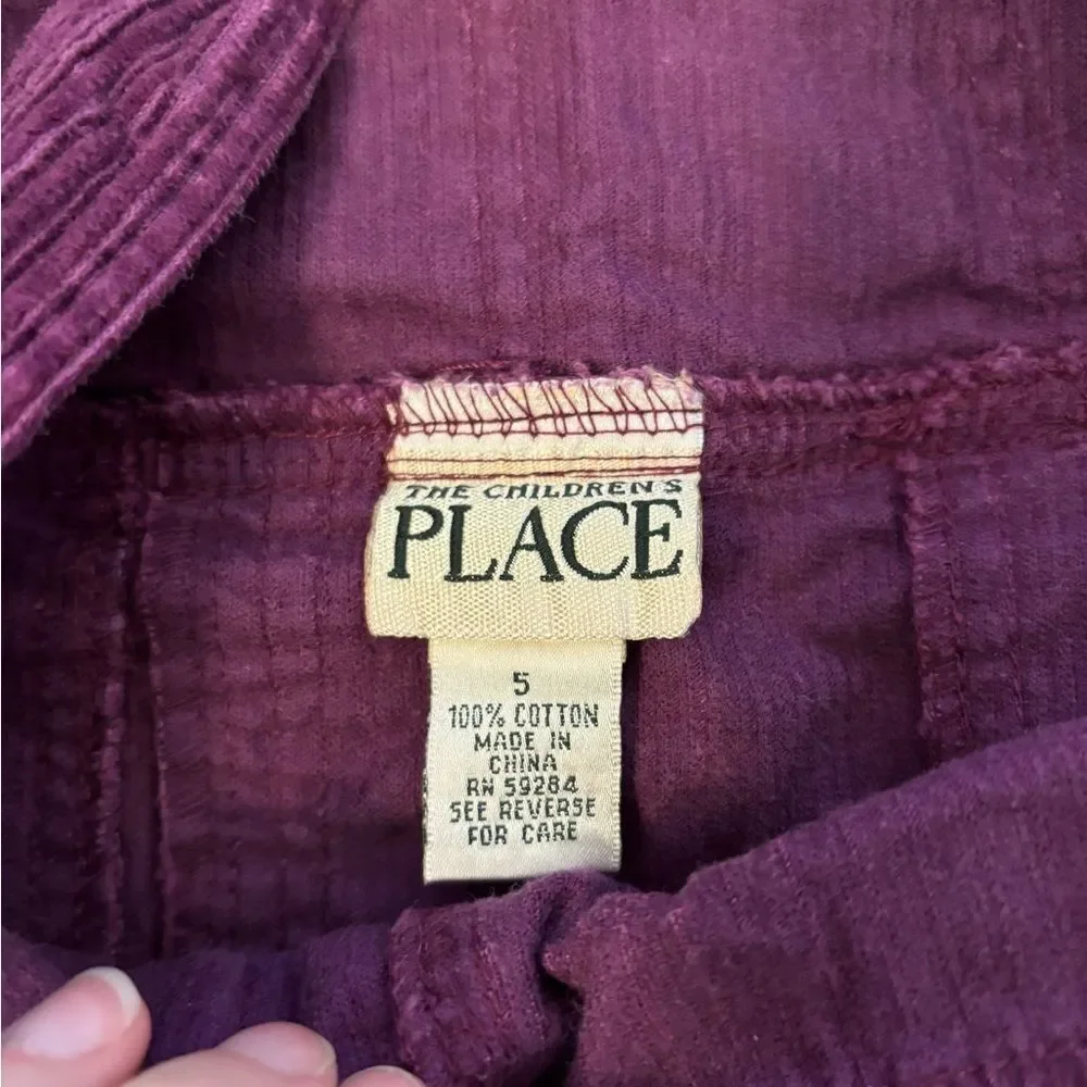 The Children’s Place vintage y2k purple corduroy overall dress